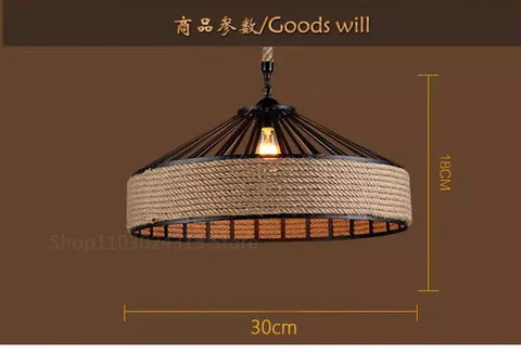 Rustic Hemp Rope Pendant Light – Industrial Retro Ceiling Lamp