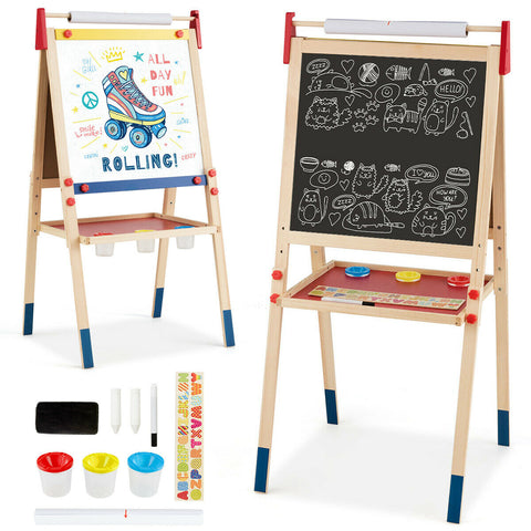 2 IN 1 Kids Art Easel Double Sided Chalk Board Tray