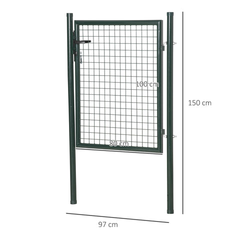 HOMCOM Green Steel Garden Gate with Lock and 3 Keys 97 x 150cm, Green