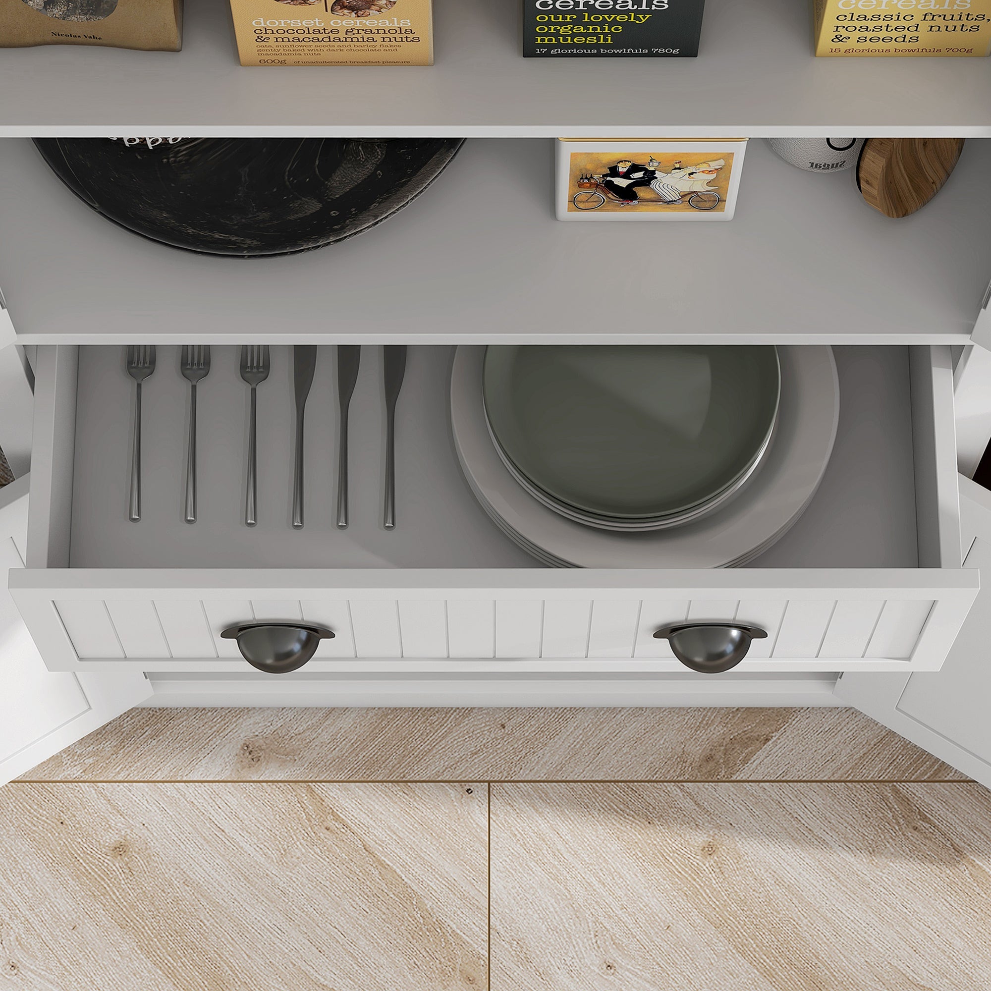 HOMCOM Kitchen Storage Cabinet with Drawer and Adjustable Shelves - White