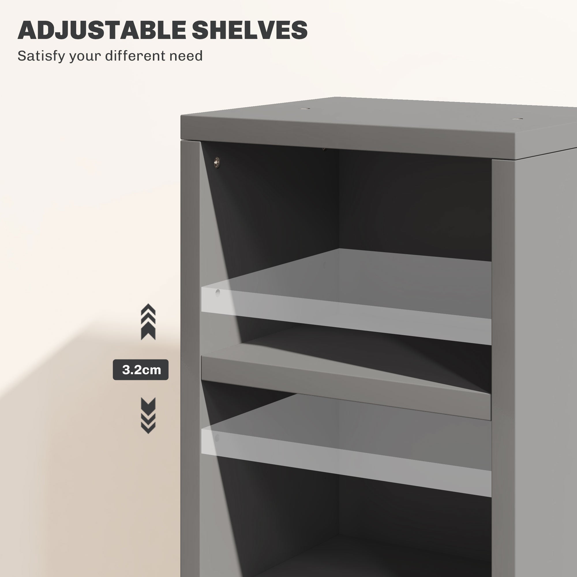 HOMCOM Set of 2 CD Media Display Shelf Unit Tower Rack with Adjustable Shelves, High Gloss Grey
