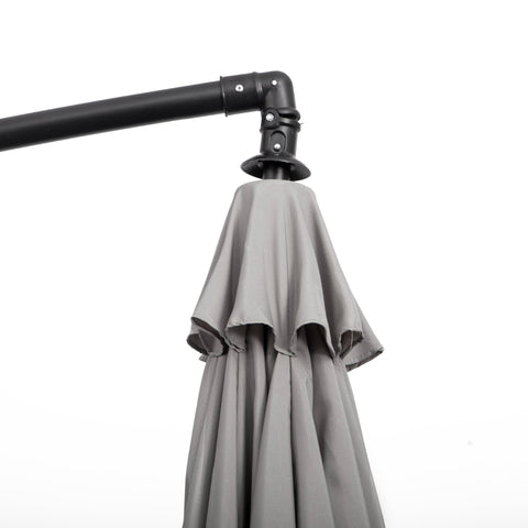 Outsunny 3(m) Cantilever Umbrella 18 Ribs & Vents Adjustable Angle for Patio Light Grey