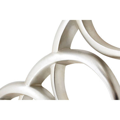 Silver metallic rings with sleek interlocking design on sabatino wall mirror perfect for modern living rooms