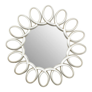 Silver oval-linked decorative frame on sabatino wall mirror for elegant wall decoration use
