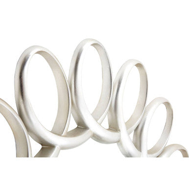 Silver-toned metal rings with polished finish forming the frame of the sabatino wall mirror for stylish wall decor