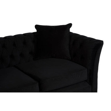 Black velvet tufted sabrina 2-seat onyx sofa with matching cushion perfect for stylish living rooms