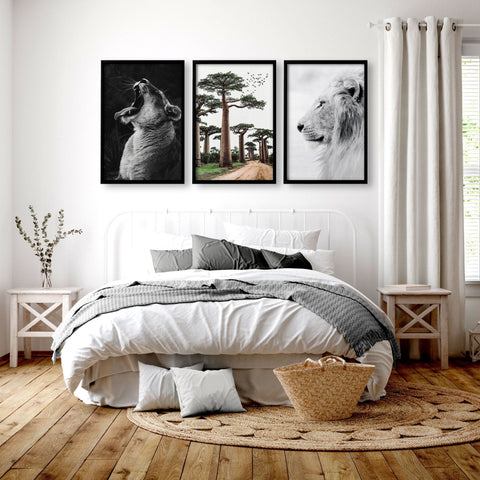 Safari Bedrooms | Set of 3 African Wildlife Wall art Prints