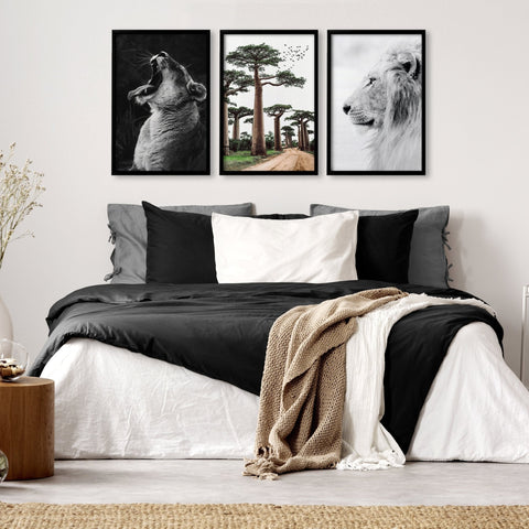Safari Bedrooms | Set of 3 African Wildlife Wall art Prints