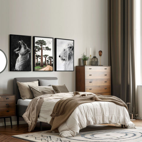 Safari Bedrooms | Set of 3 African Wildlife Wall art Prints