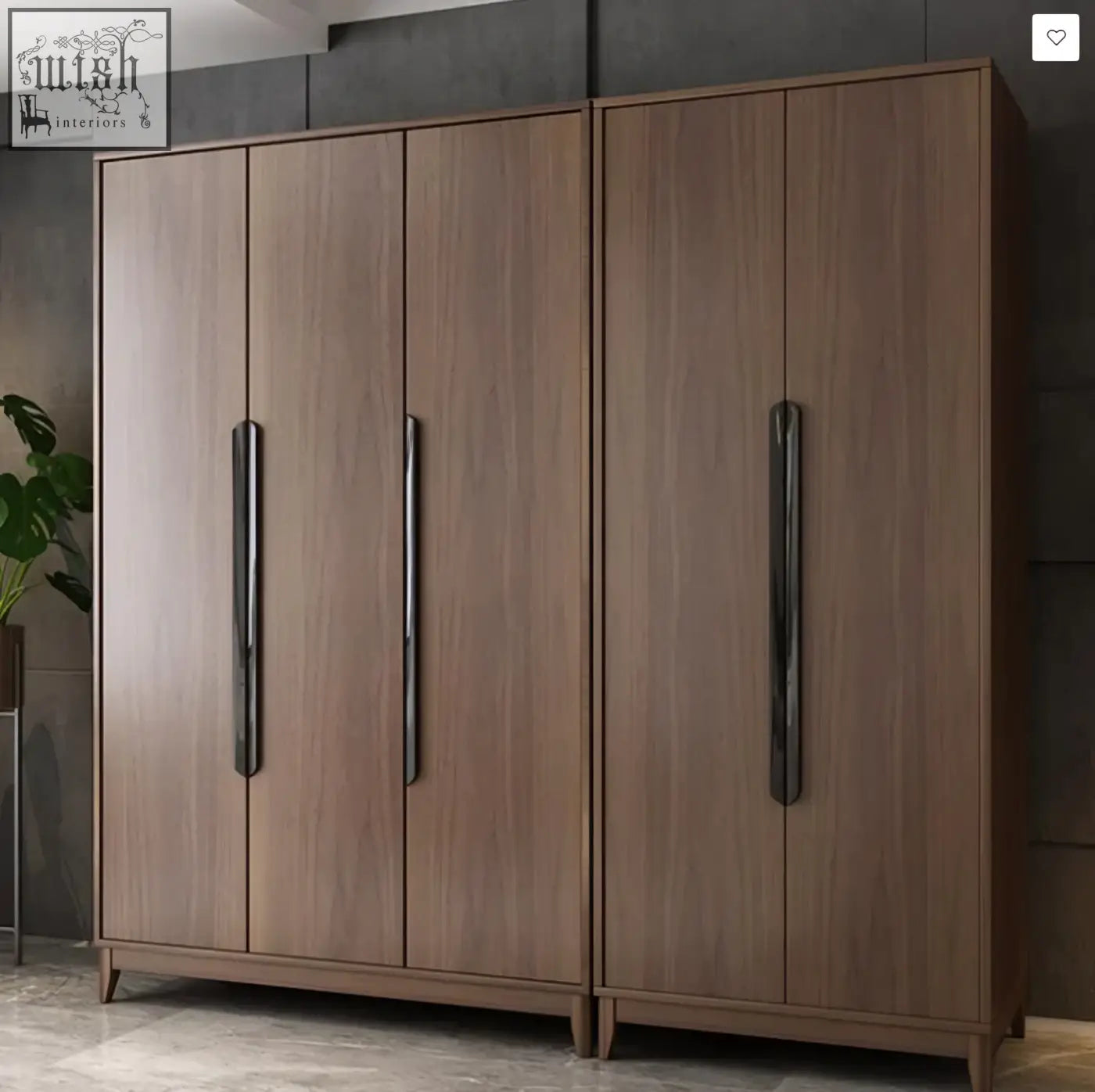 Modern wooden saheema ka9325 wardrobe in rosewood with three doors and sleek black handles flat pack design