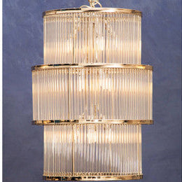 Salasco 3 Tier Nickel Finish Glass Chandelier