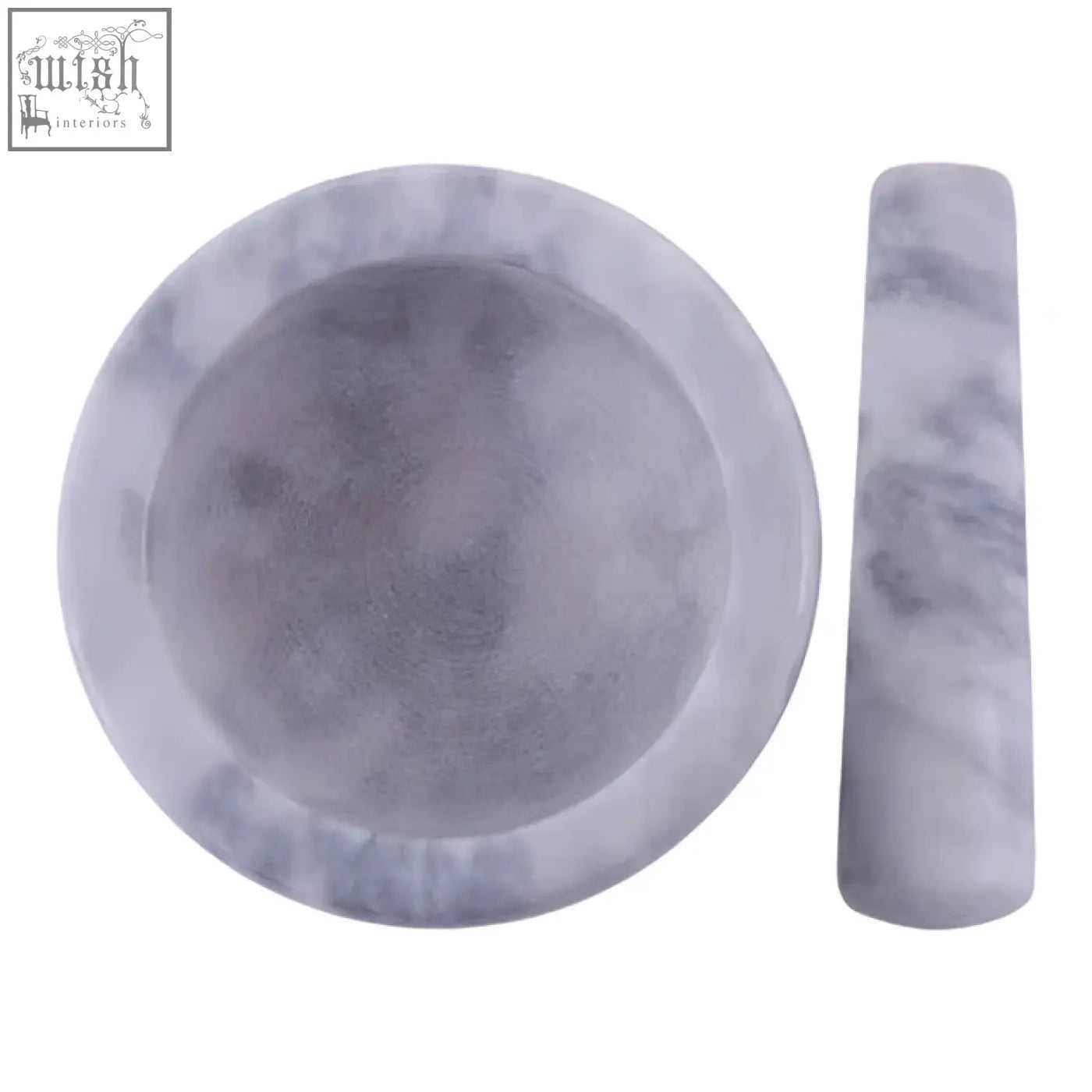 White and gray marbled stone mortar and pestle set of the salerno 200ml grey ideal for grinding herbs and spices