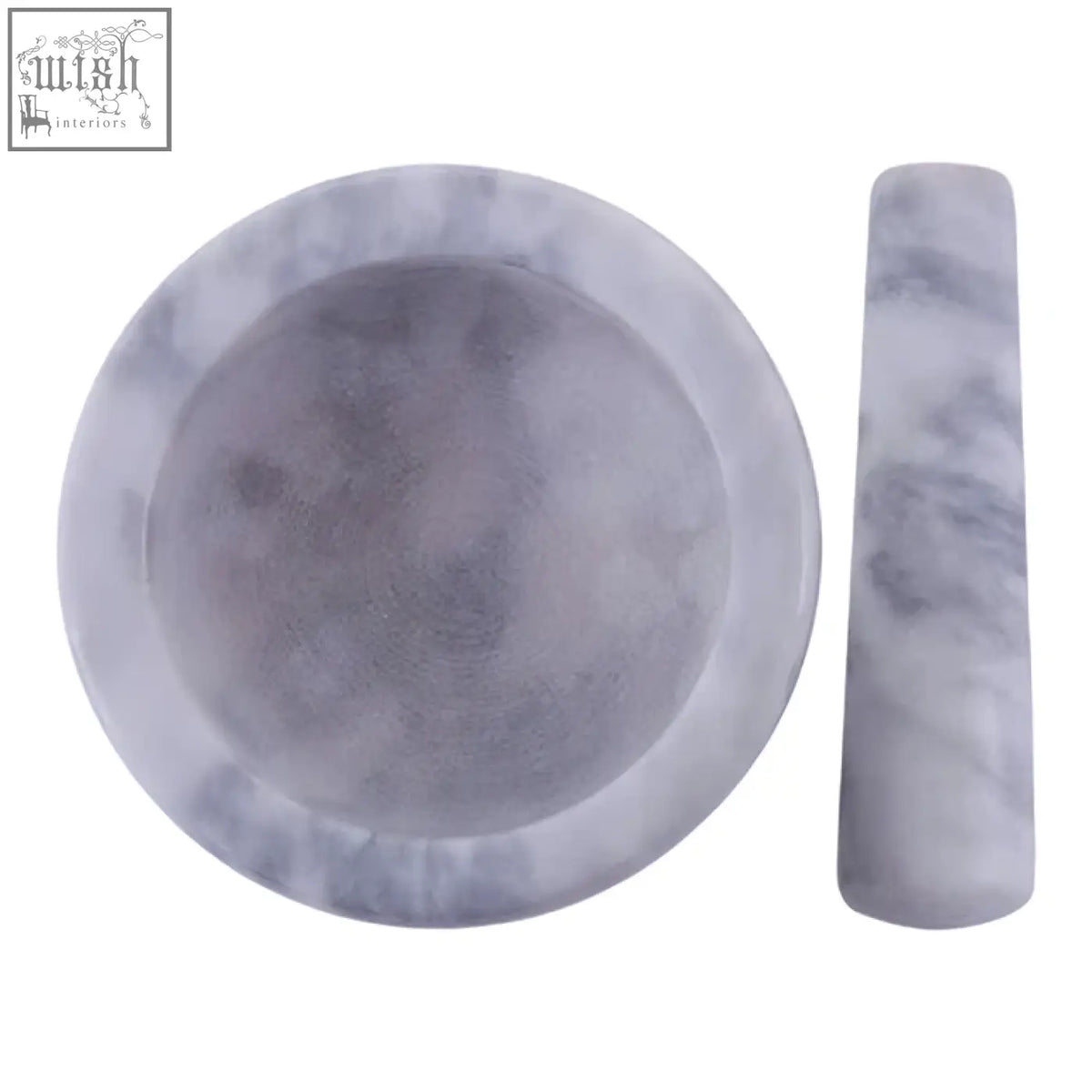 White and gray marbled stone mortar and pestle set of the salerno 200ml grey ideal for grinding herbs and spices