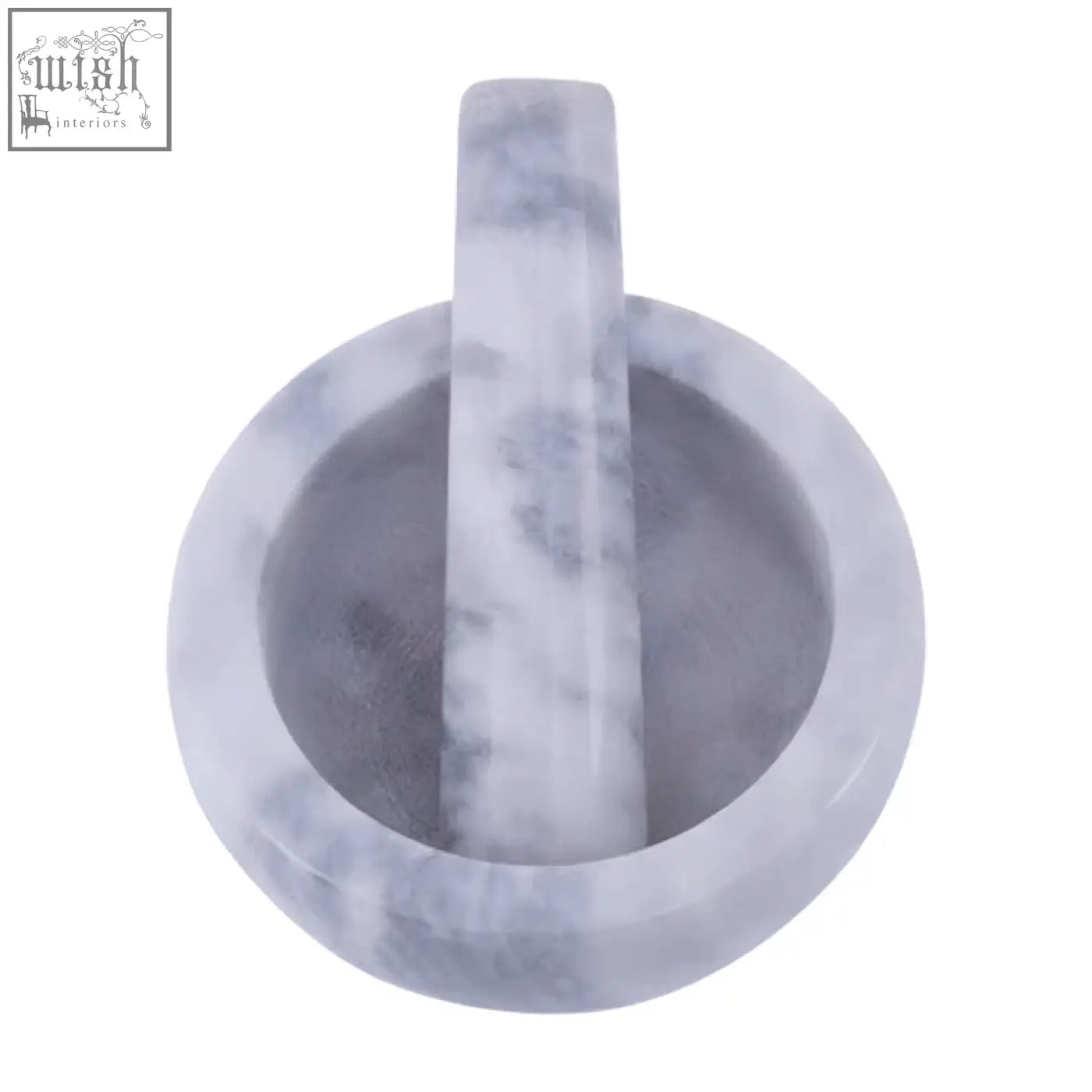 White marble mortar and pestle set with subtle gray veining salerno 200ml grey for grinding herbs and spices