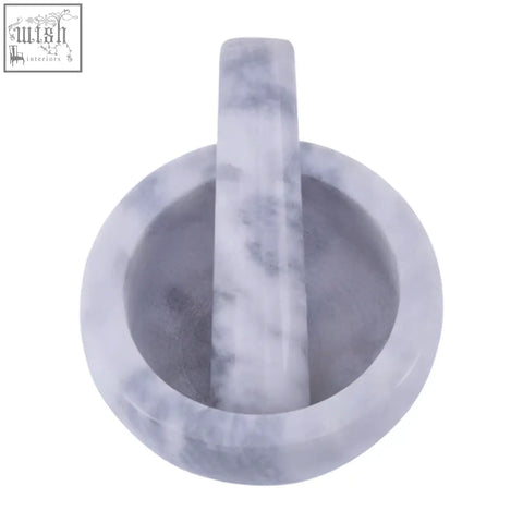 White marble mortar and pestle set with subtle gray veining salerno 200ml grey for grinding herbs and spices