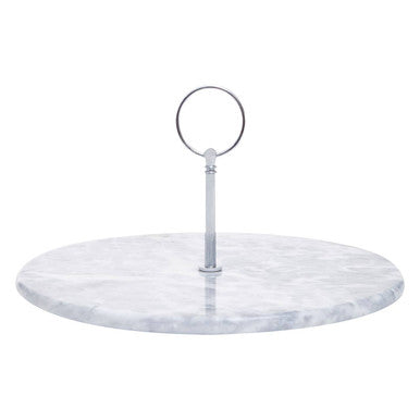 Salerno grey marble cake stand with sleek silver metal handle perfect for displaying grey marble cake