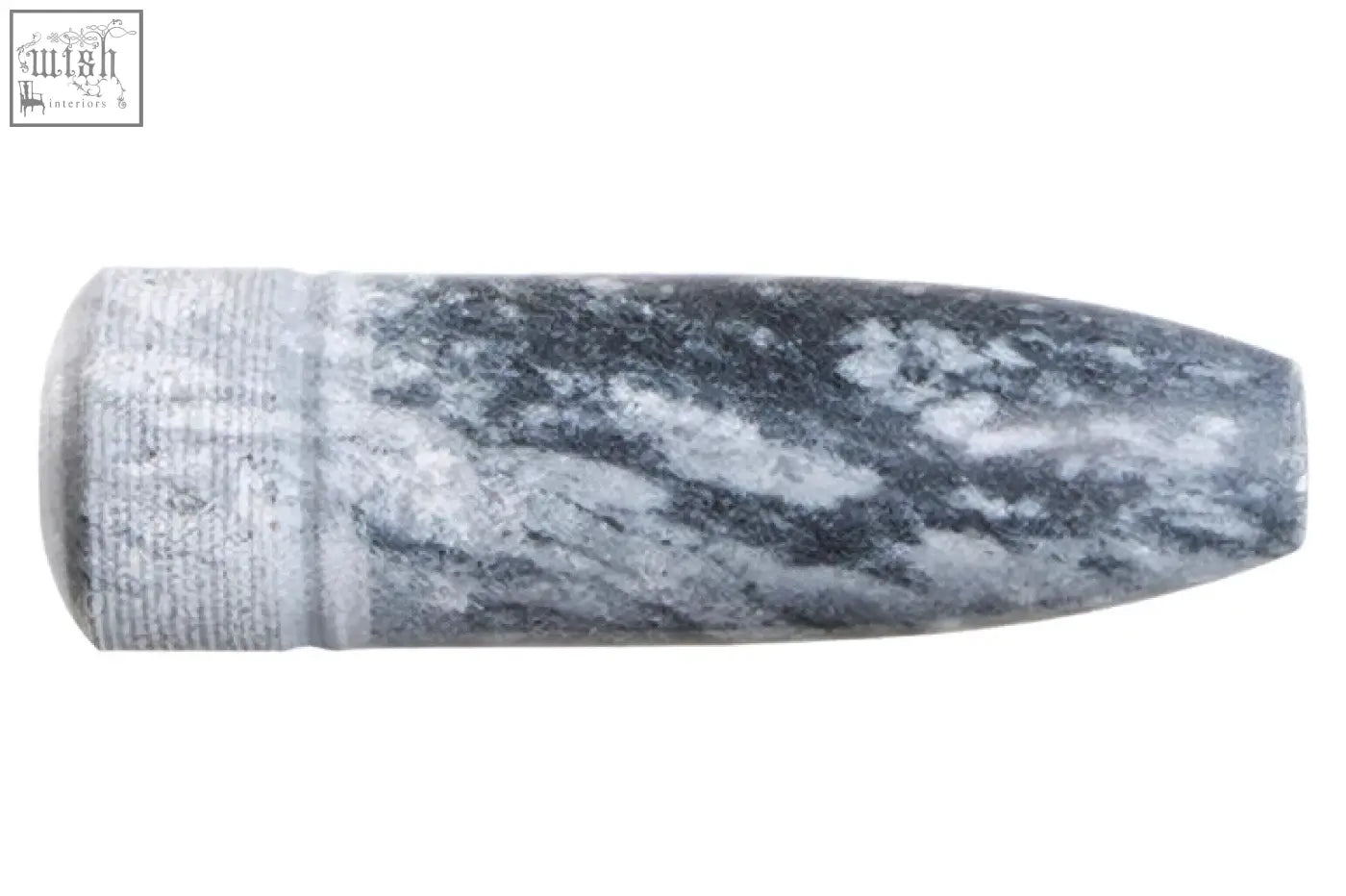 Salerno grey marble curved mortar and pestle with grey marble curved bullet-shaped pestle and textured ribbed finish