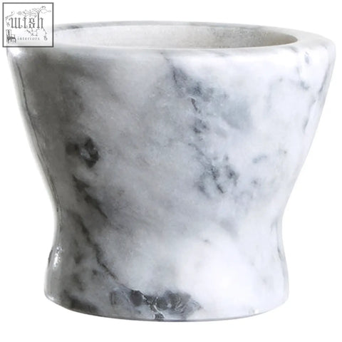Salerno grey marble curved mortar with sleek white marble and elegant gray veining in a polished finish