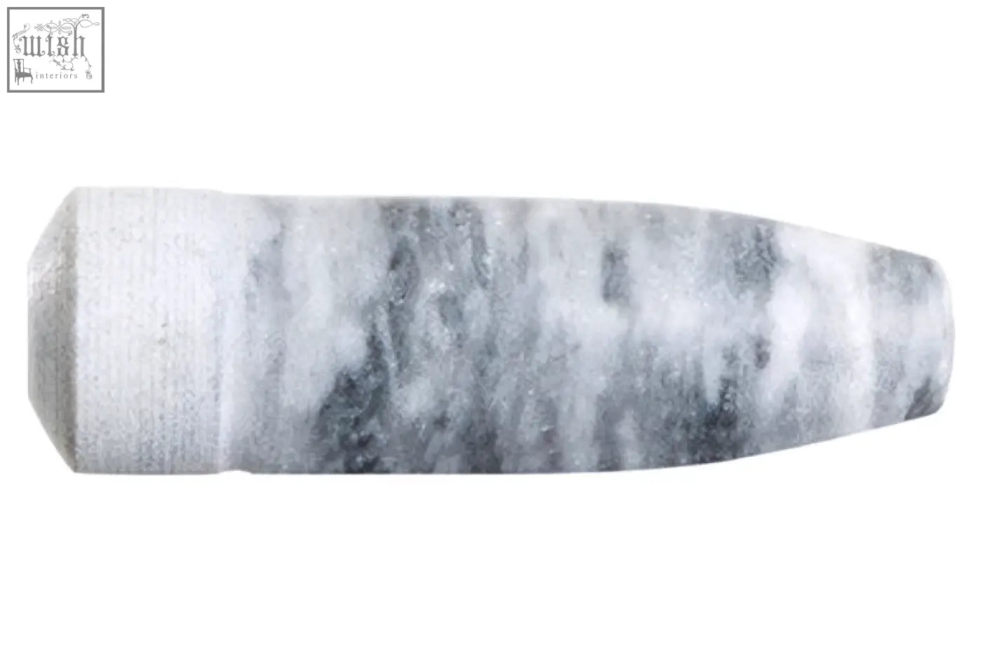 Salerno grey marble bullet-shaped pestle wrapped in grey and white marbled fabric for grinding tasks