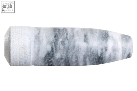 Salerno grey marble bullet-shaped pestle wrapped in grey and white marbled fabric for grinding tasks