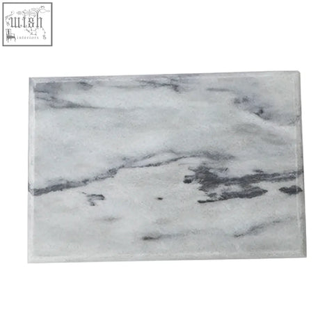 Salerno large white marble rectangular chopping board with subtle gray veining for serving and cutting