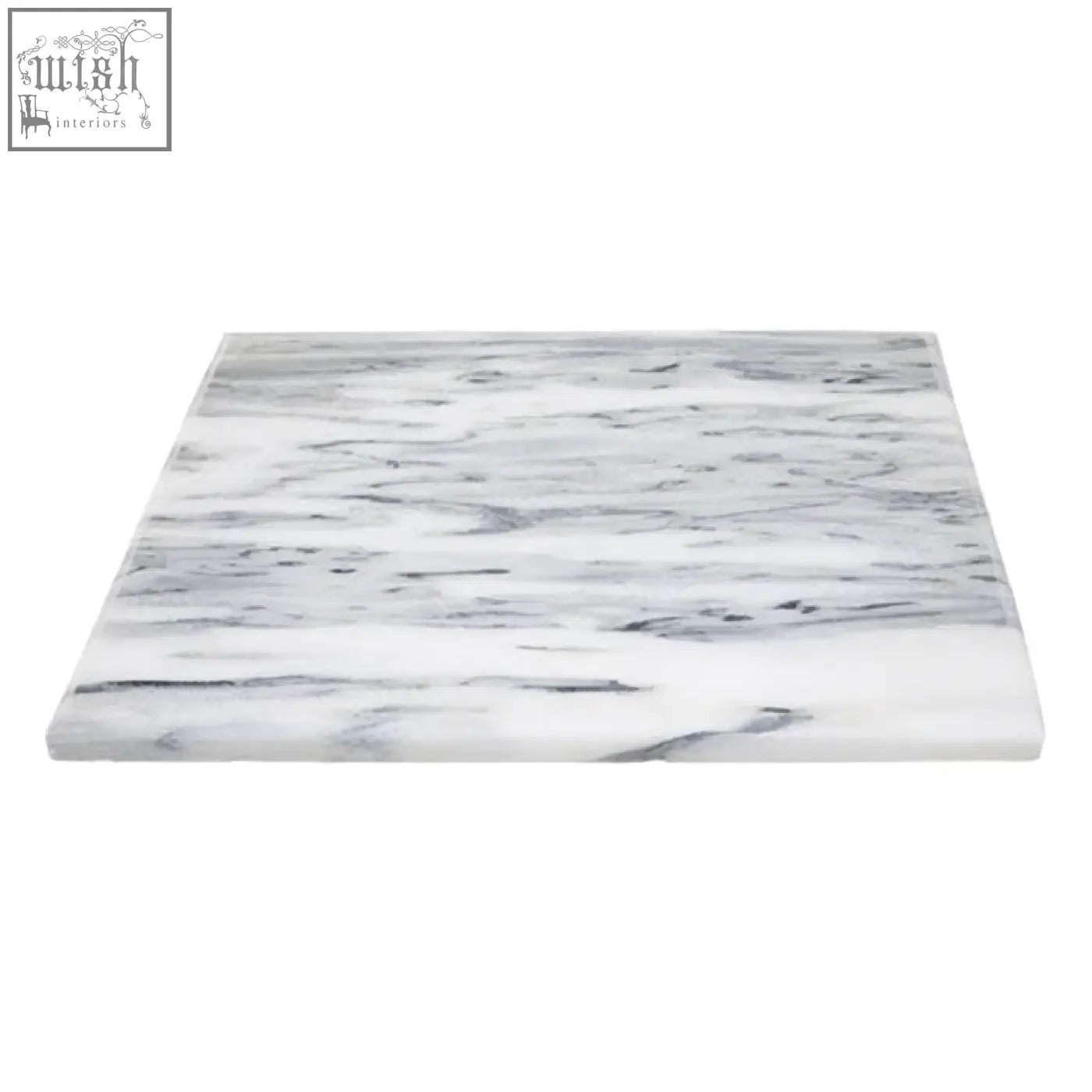 Large white marble rectangular chopping and serving board with elegant gray veining in white marble slab design