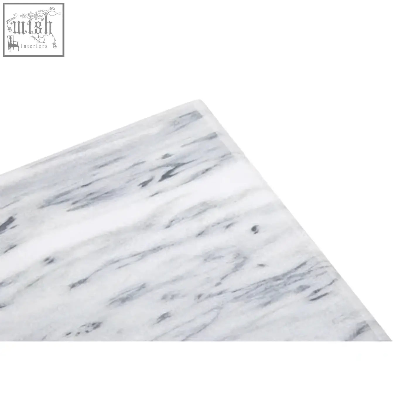 Large white marble rectangular chopping and serving board with subtle gray veining and smooth surface
