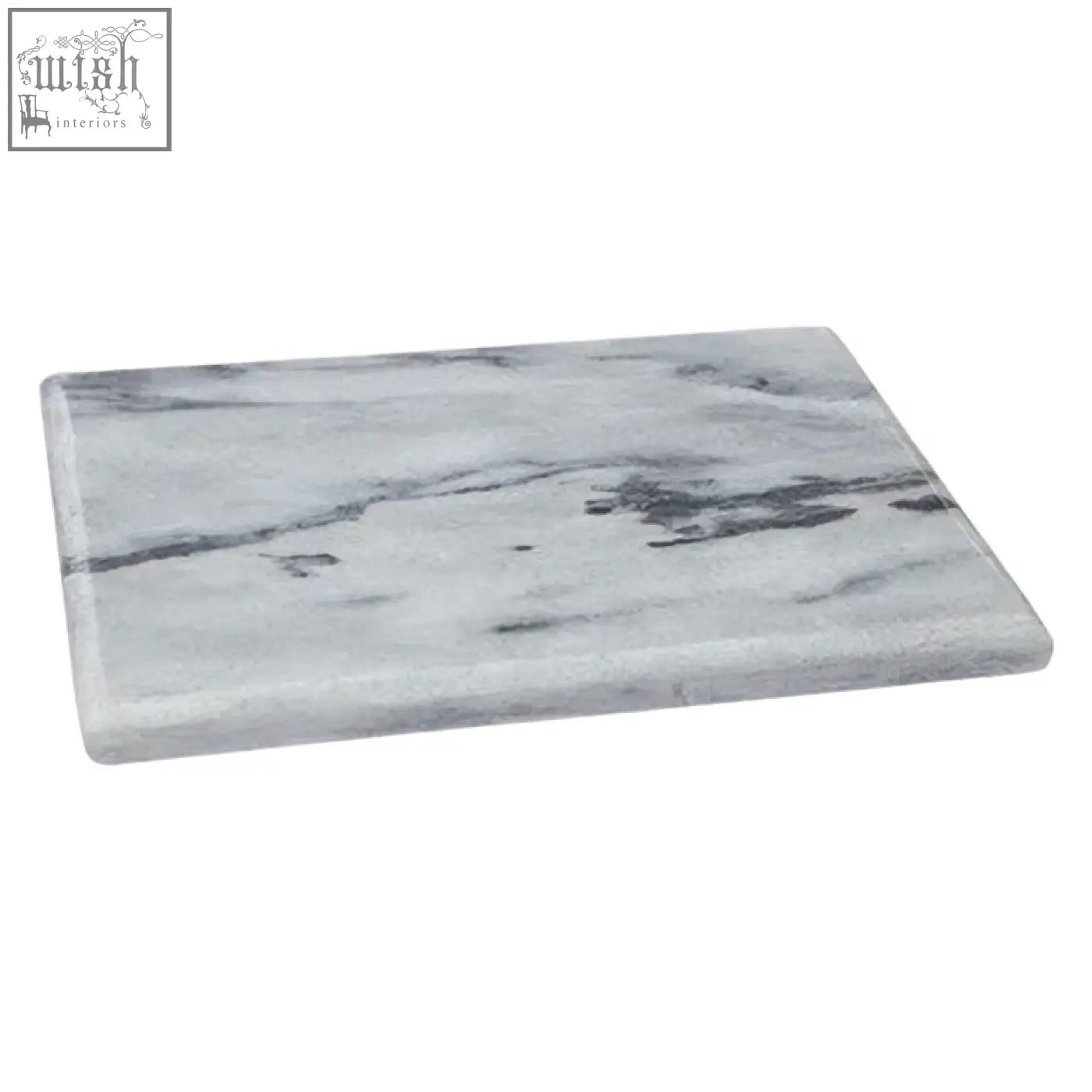 Salerno large white marble rectangular chopping and serving board with subtle gray veining and sleek design