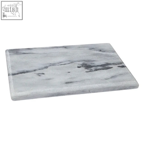 Salerno large white marble rectangular chopping and serving board with subtle gray veining and sleek design