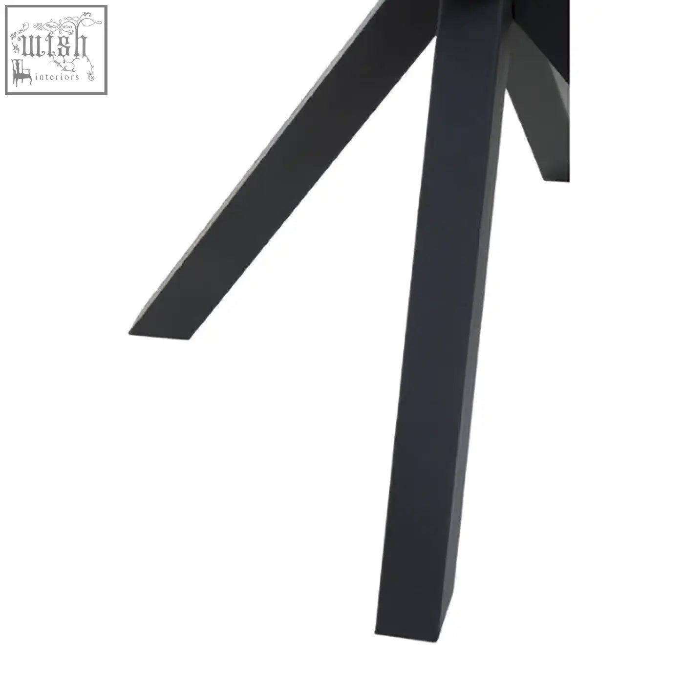 Black metal legs with a matte finish and modern angular design on the salford round dining table