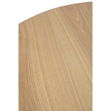 Salford wood veneer round dining table with smooth light oak wood top and sturdy black metal legs