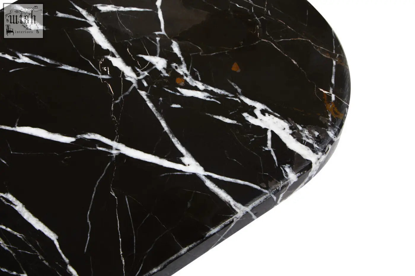 Salmo oval black marble chopping and serving board with striking white veining and subtle golden flecks on black marble