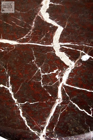 Salmo red marble cake stand with rich burgundy surface and striking white veining perfect for red marble cake display