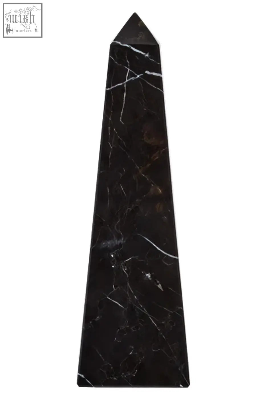 Salmo small black marble obelisk featuring white veining in sleek small black marble design