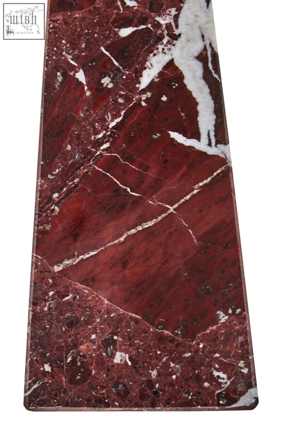 Salmo small red marble obelisk made of rich burgundy small red marble slab with white veining and subtle speckles