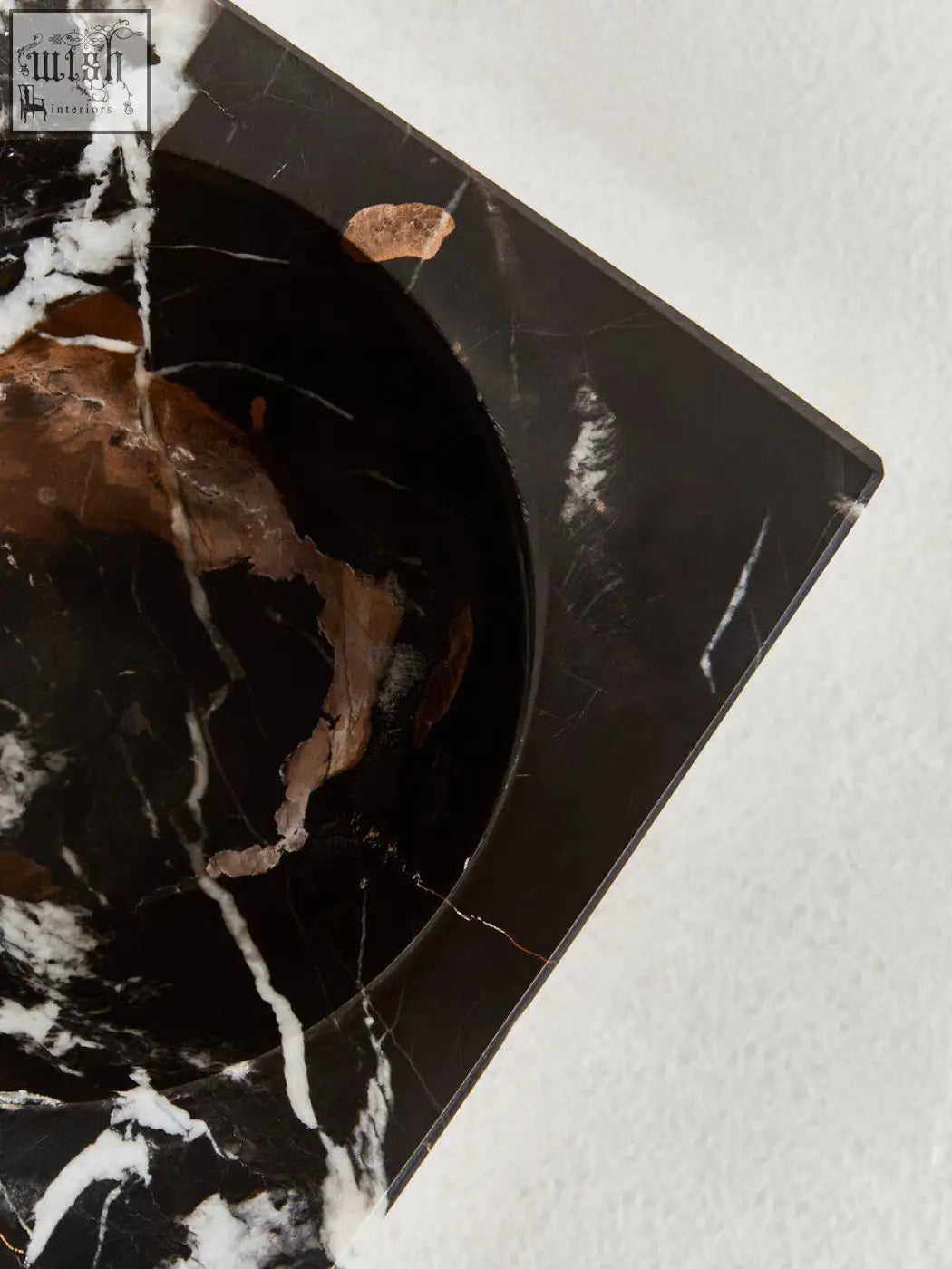 Salmo square black marble bowl ashtray in black with white and brown veining perfect for stylish home decor