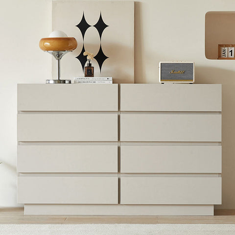 Beige salome drawer cabinet with six sleek drawers in a minimalist design perfect as a modern drawer cabinet