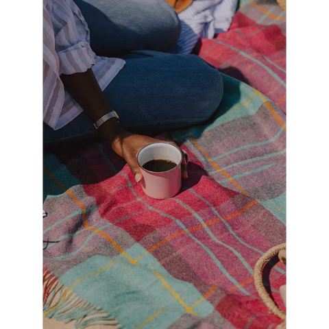 Saltburn Check Pure New Wool Throw - Cerise - Throws & Blankets