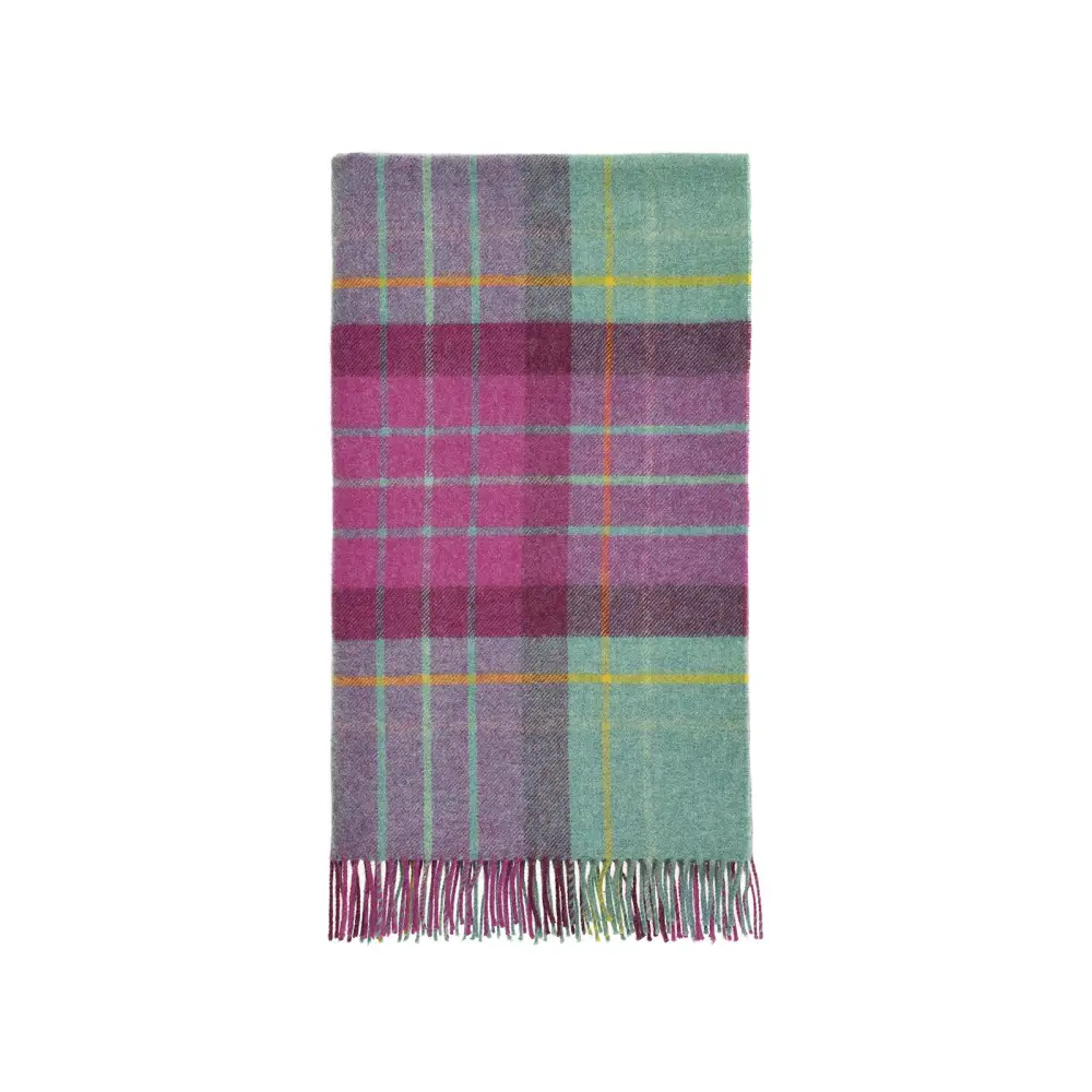 Saltburn Check Pure New Wool Throw - Cerise - Throws & Blankets