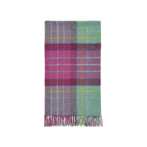 Saltburn Check Pure New Wool Throw - Cerise - Throws & Blankets
