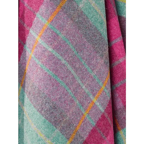 Saltburn Check Pure New Wool Throw - Cerise - Throws & Blankets