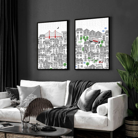 San Francisco print  | Set of 2 wall art travel posters
