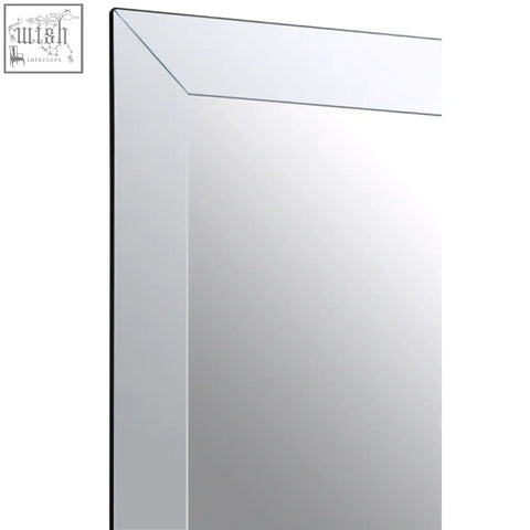 A sleek sana large rectangular wall mirror with a thin silver bevelled frame perfect for modern decor