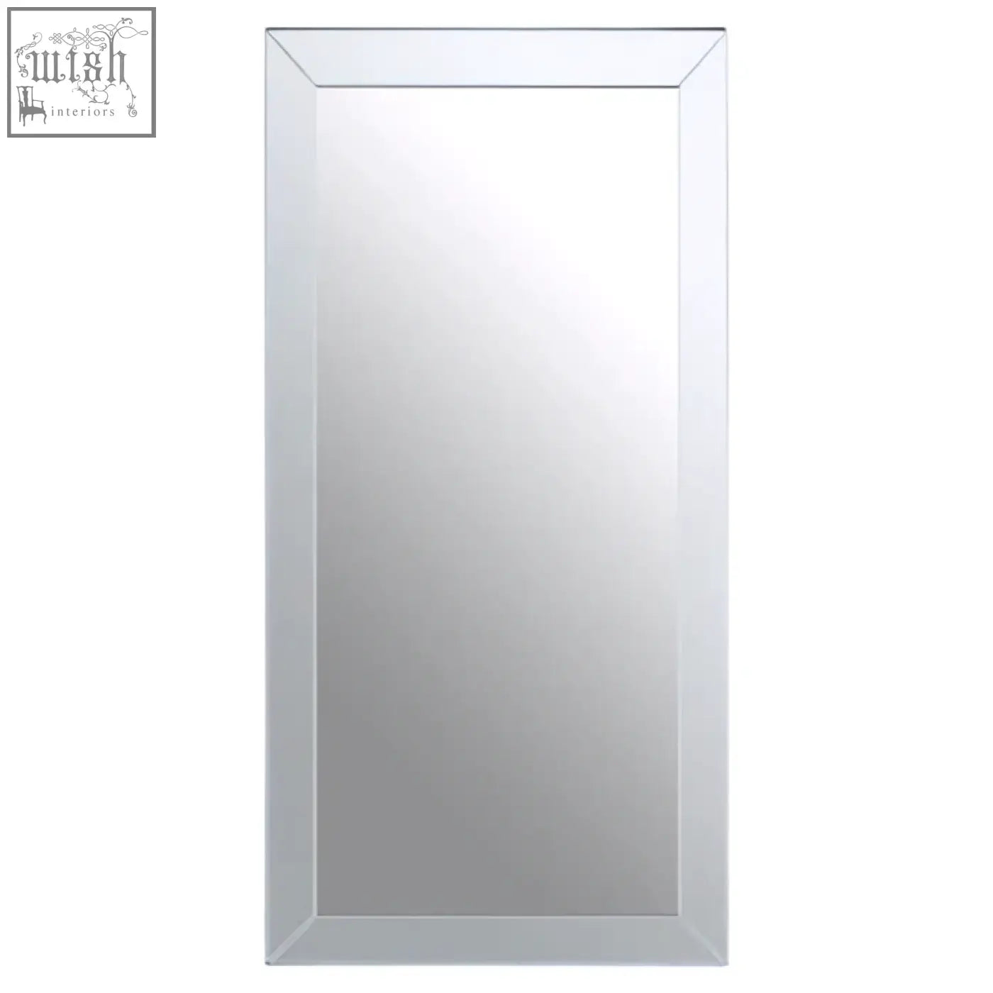 Sana large rectangular wall mirror with a sleek silver frame and beveled edges for modern decor