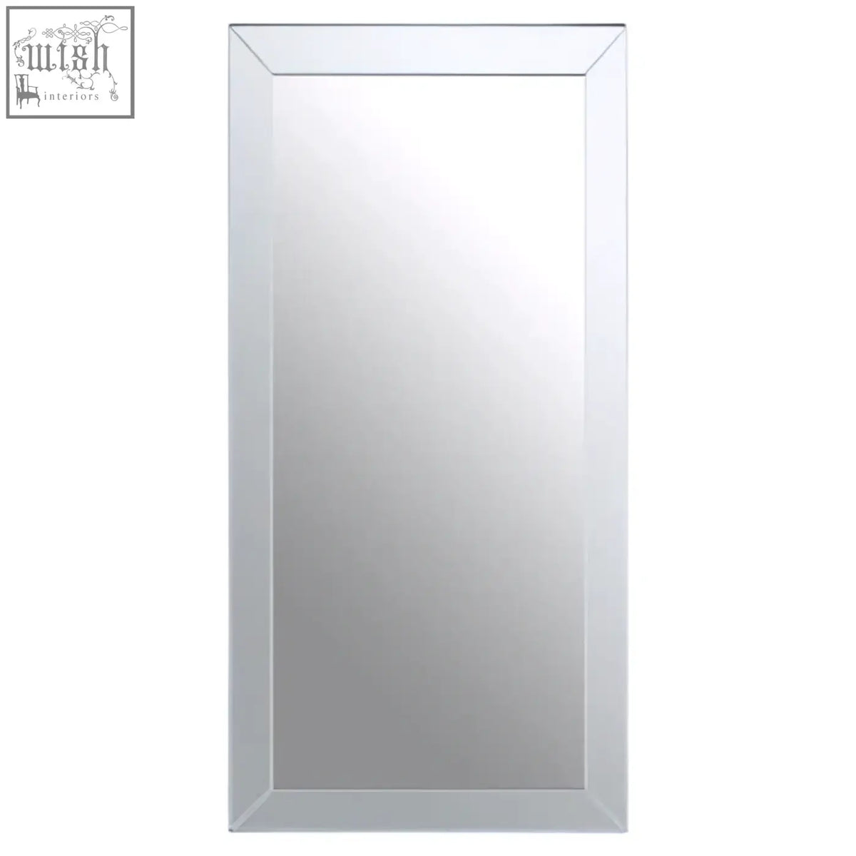 Sana large rectangular wall mirror with a sleek silver frame and beveled edges for modern decor