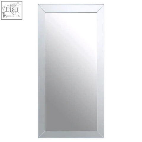 Sana large rectangular wall mirror with a sleek silver frame and beveled edges for modern decor