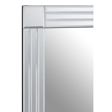 Silver-framed sana large triple bevelled edge wall mirror with decorative beveled glass border and vertical horizontal grooves