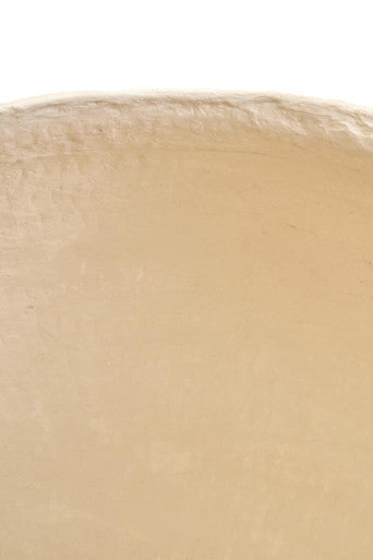 Beige ceramic bowl with textured uneven rim for large beige planter sanai cotton mache design
