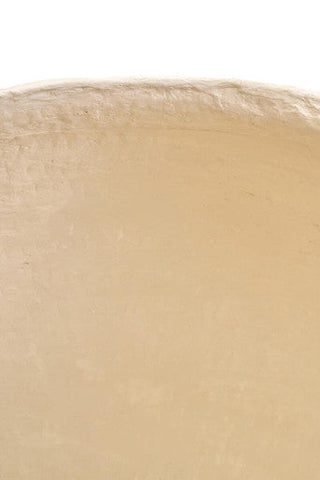Beige ceramic bowl with textured uneven rim for large beige planter sanai cotton mache design