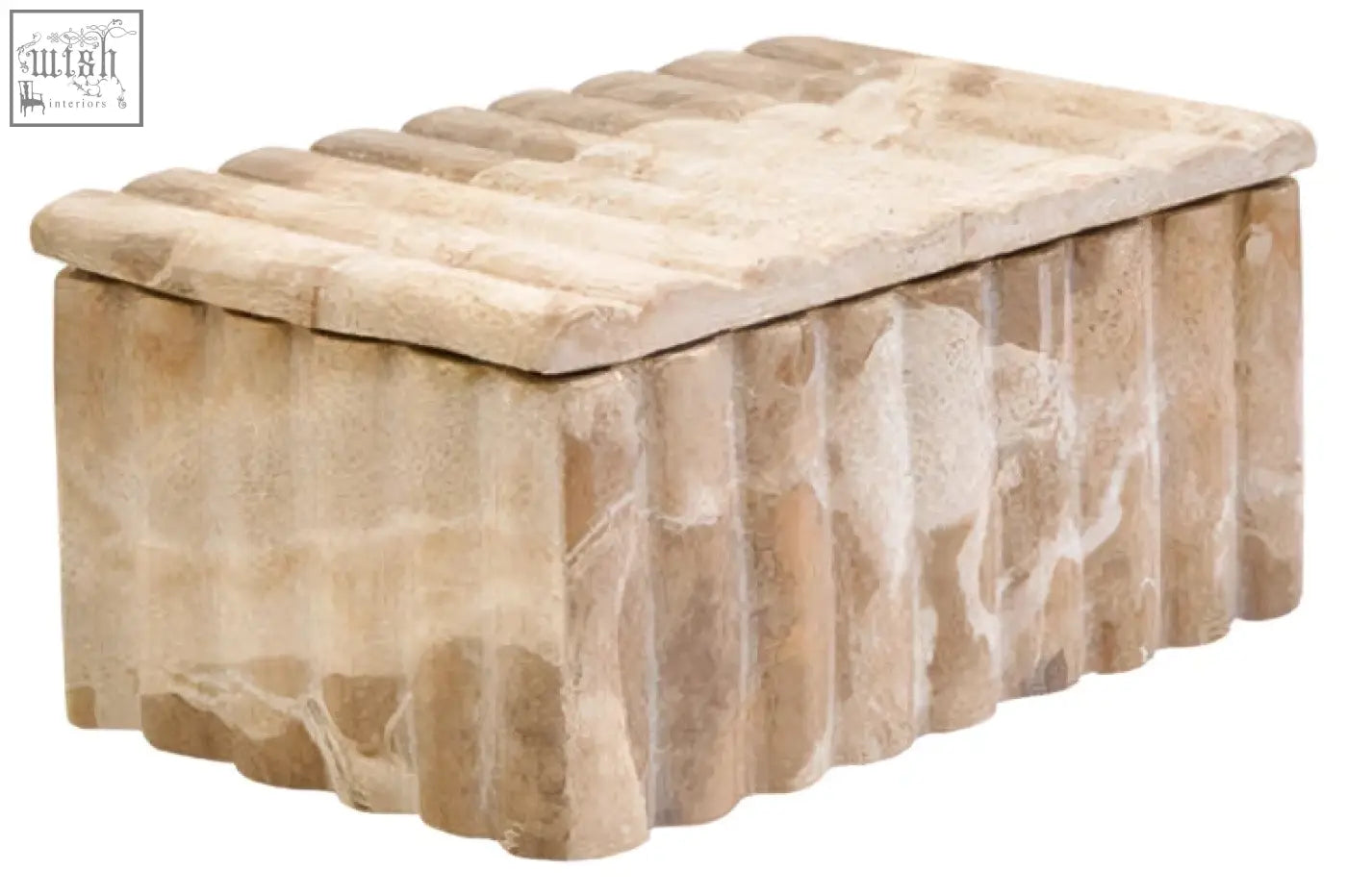 Beige marble-effect santino rectangular chocolate marble box with ribbed lid and sides as a stylish marble box